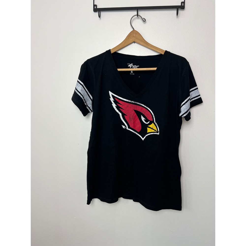 Arizona Cardinals V-Neck T-Shirt Black XL NFL Fan Gear Logo Tee Football